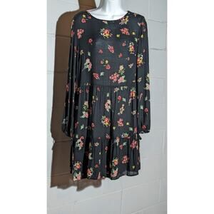 Casual Collection by F&F Floral Tiered Ruffled Mini Dress Long Sleeve Small 4